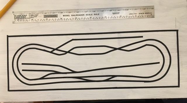 Outline drawing of the model railroad track plan.