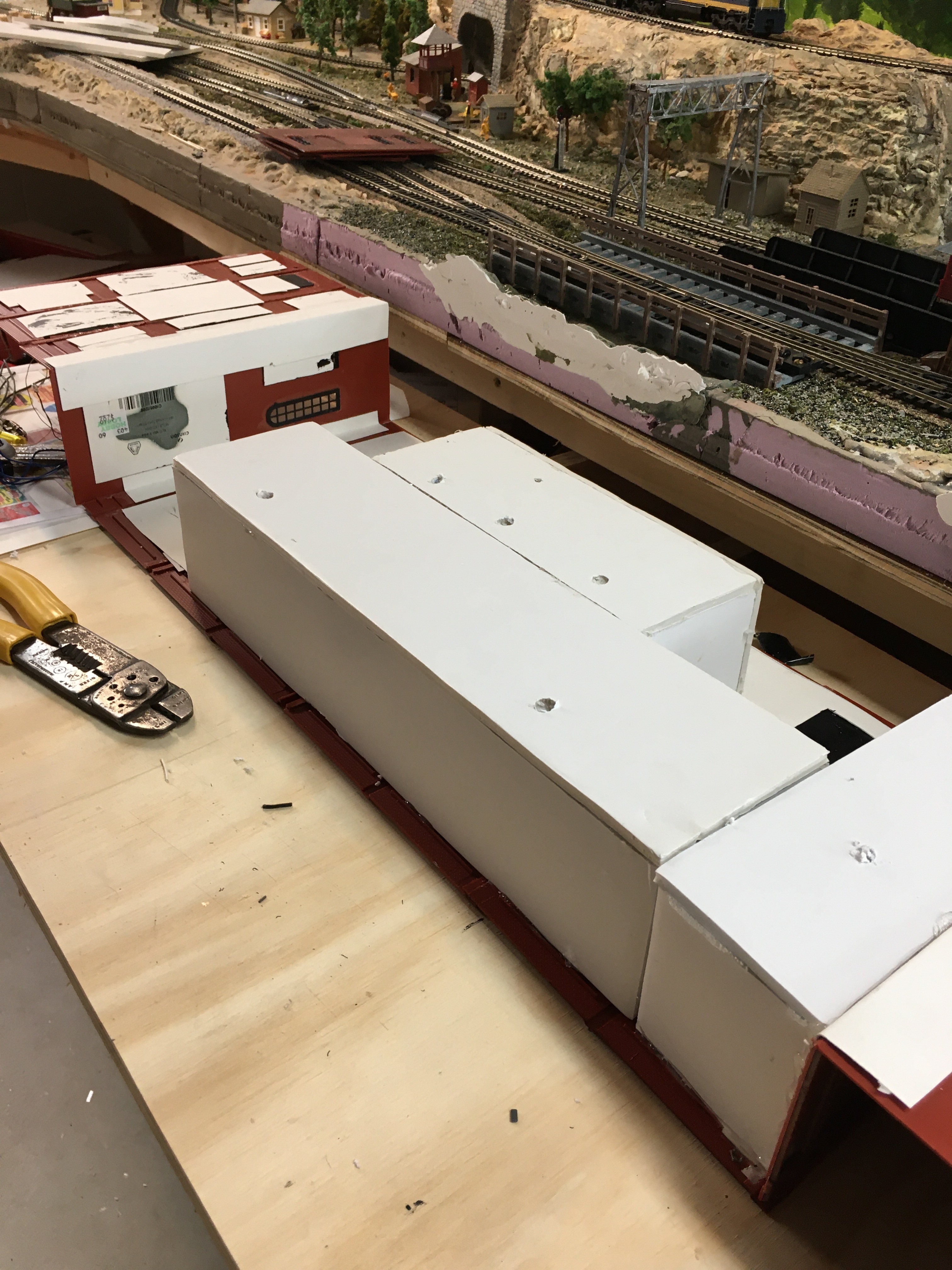 Foam Board light boxes on the back of the Backdrop Factory