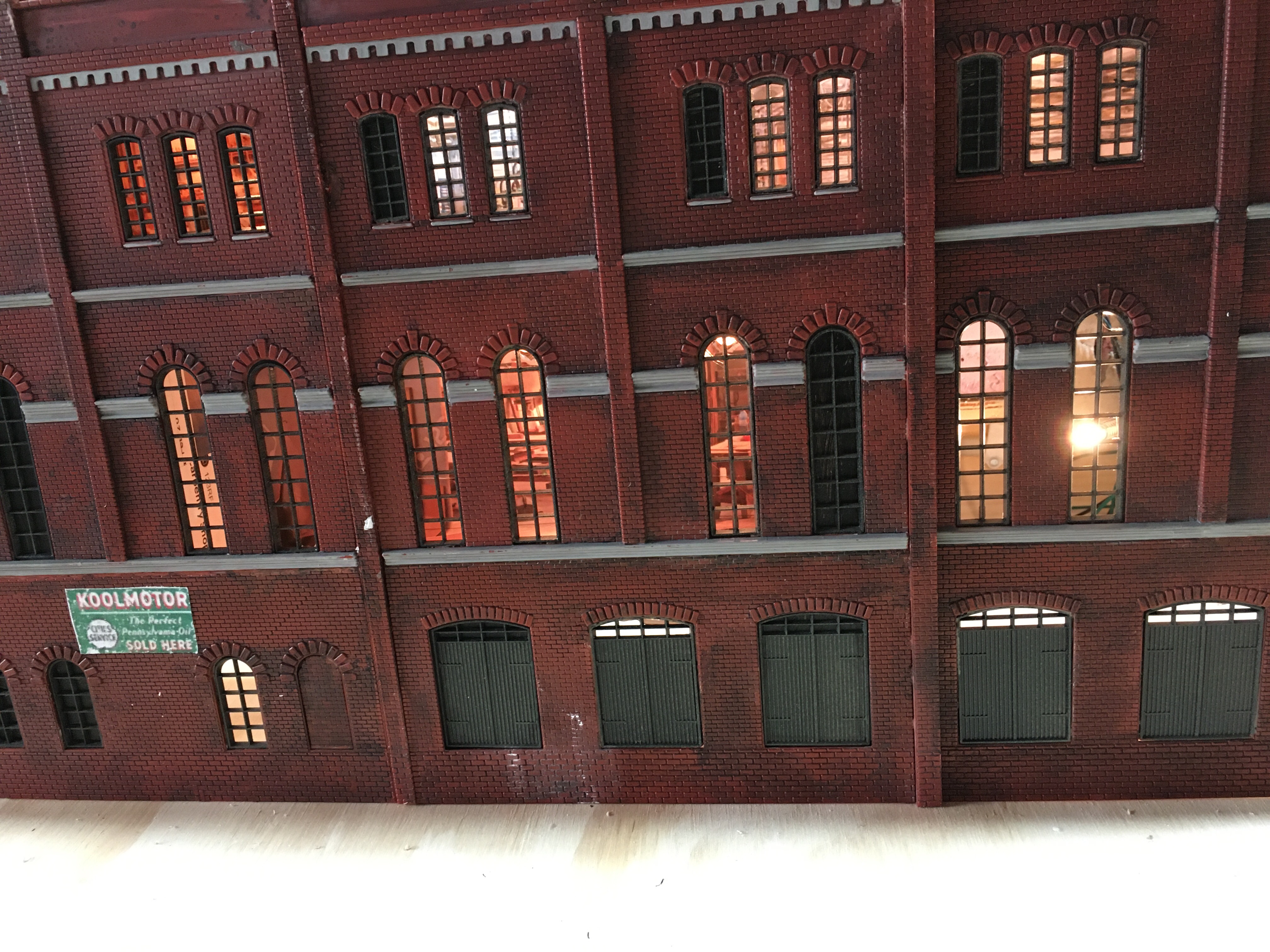 Looking through the windows of the backdrop factory.