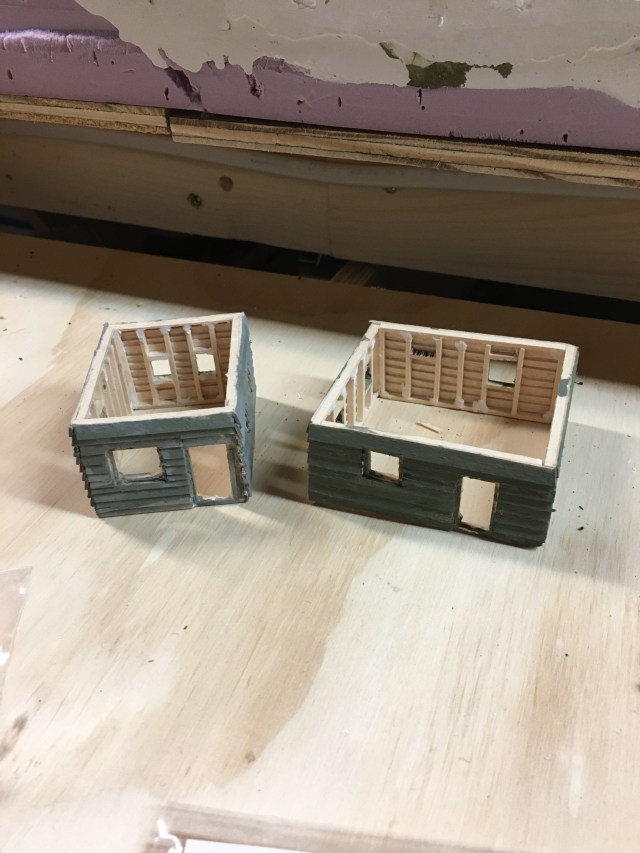Two sizes of balsa cabins showing inside stud assemblies.