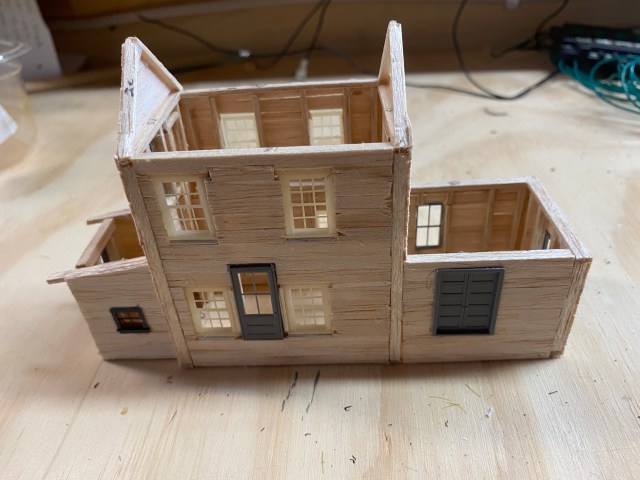Two story balsa structure.