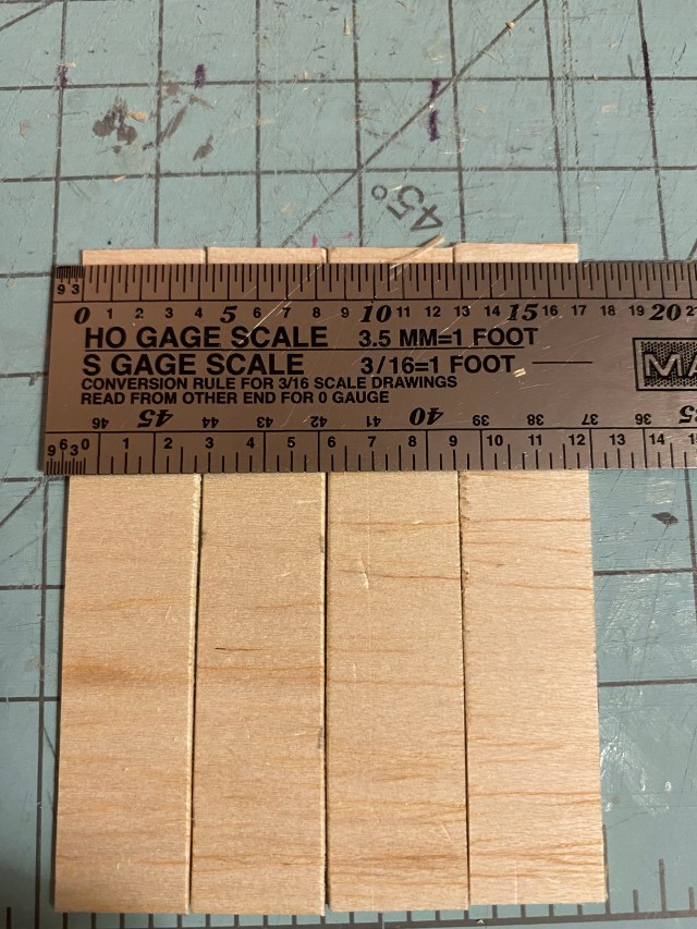 Balsa ready to cut 4’ HO scale fence slats.