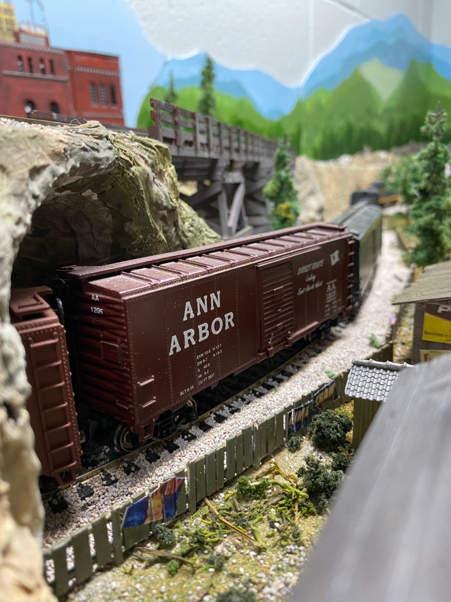 A train sits just outside Maple Valley waiting for orders.