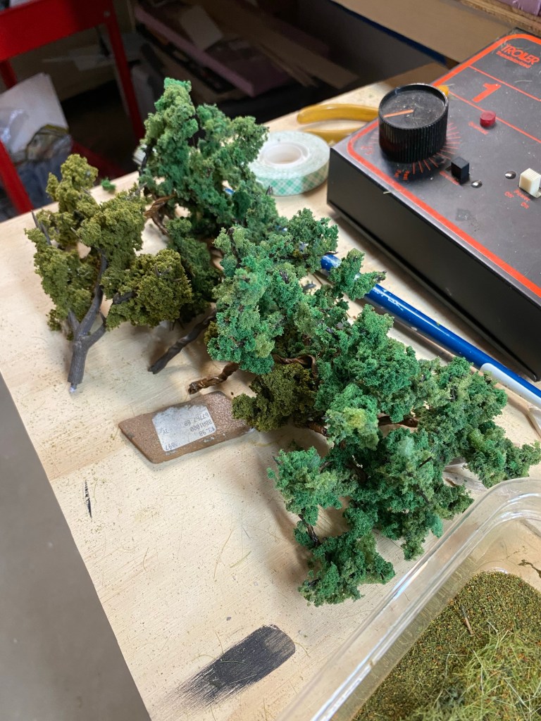 Several HO scale trees
