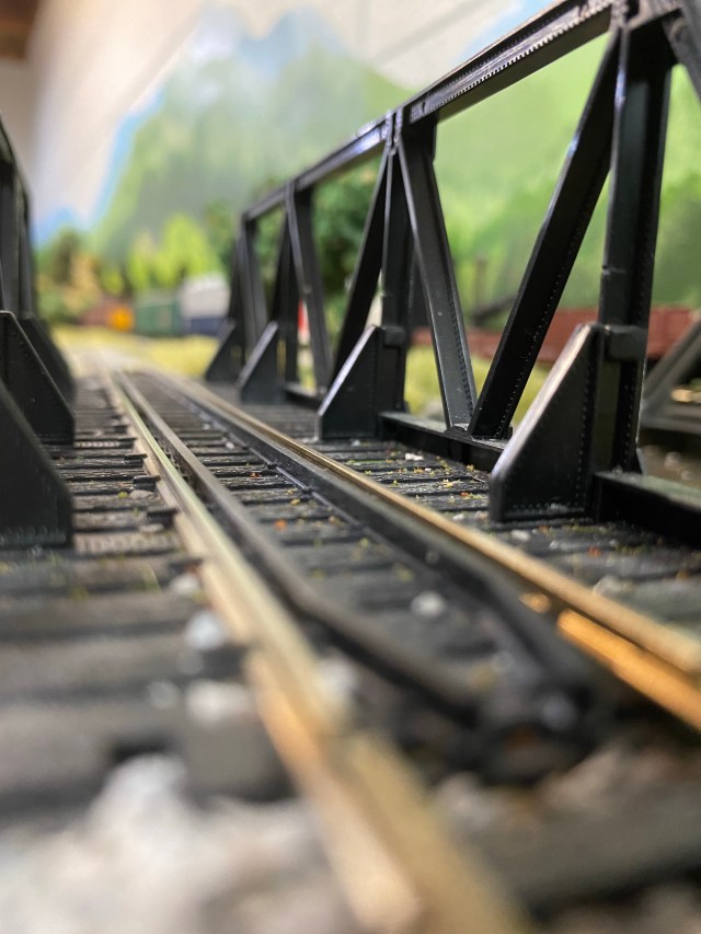 Close-up of black girder bridge