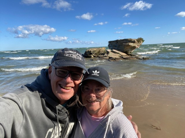 Dale & Mary, sand, waves, "the big rock"