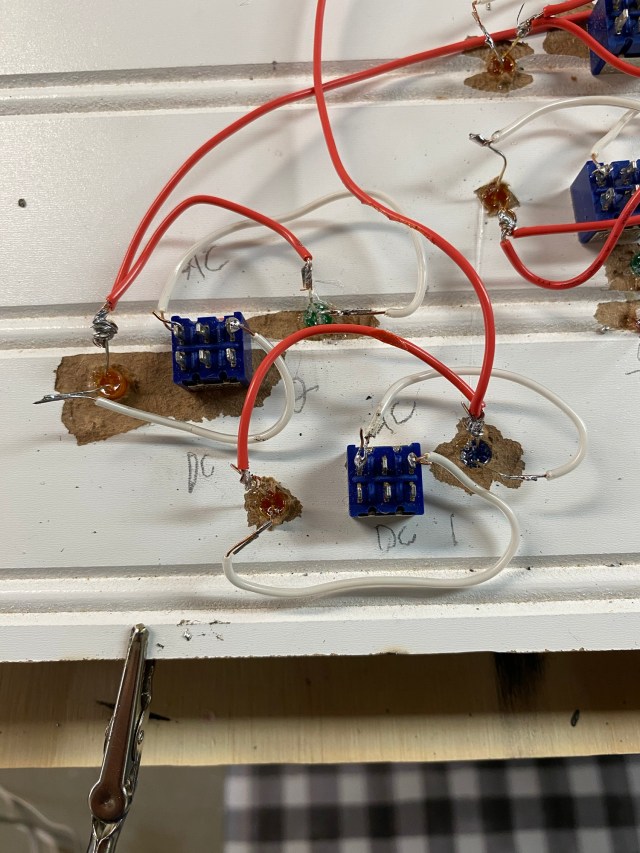 Back side of control panel showing DPDT switch wiring