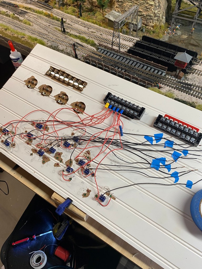Reverse side of control panel, terminal strips, wiring