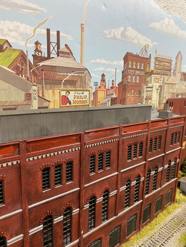 Factory backdrop, industry scene, train track