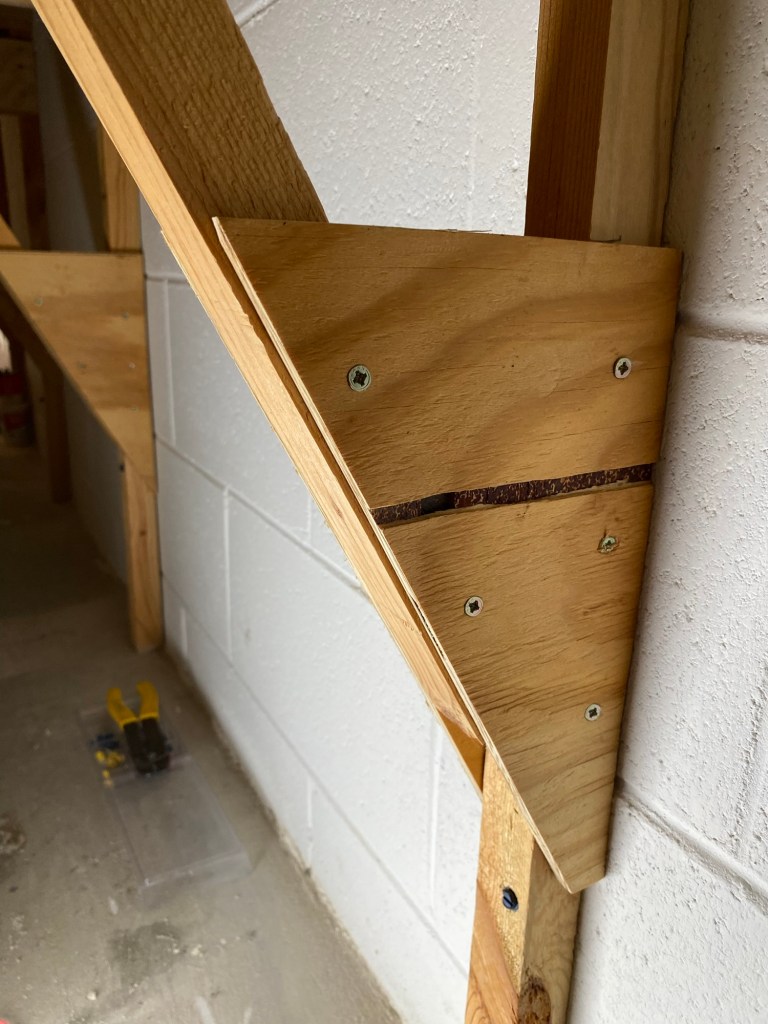 Full view of gusset, upside down with base leg horizontal.